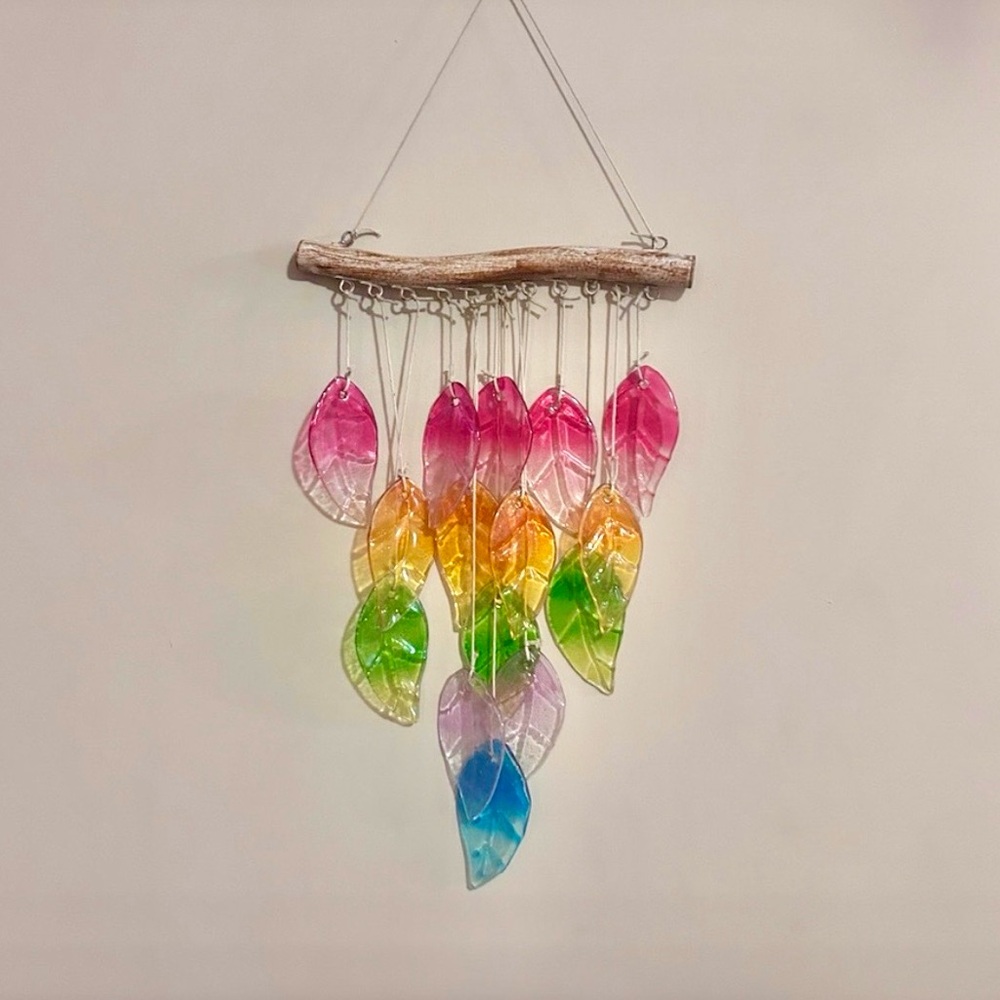 Colorful Leaf Glass Wind Chime - Picture 2 of 8